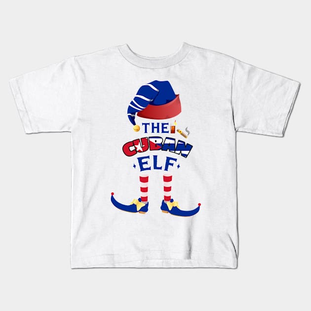 The Cuban Elf Cuban Flag Drink & Cigar Kids T-Shirt by creative